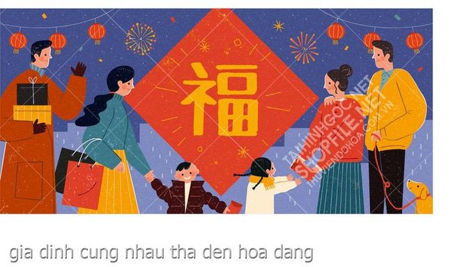 gia dinh cung nhau tha den hoa dang